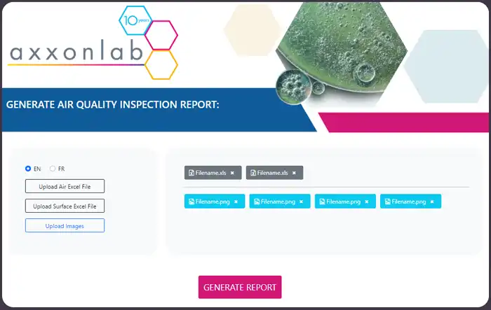 Axxonlab - Generate Air & Surface Quality Inspection Report Image